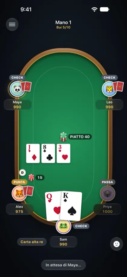 L'iPhone di Sam che mostra la stessa mano dal posto di Sam